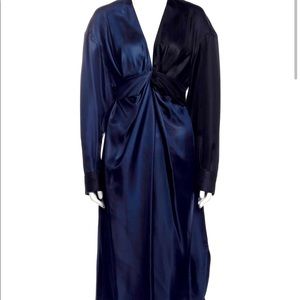 RARE Bottega Veneta Navy Silk Midi Dress M